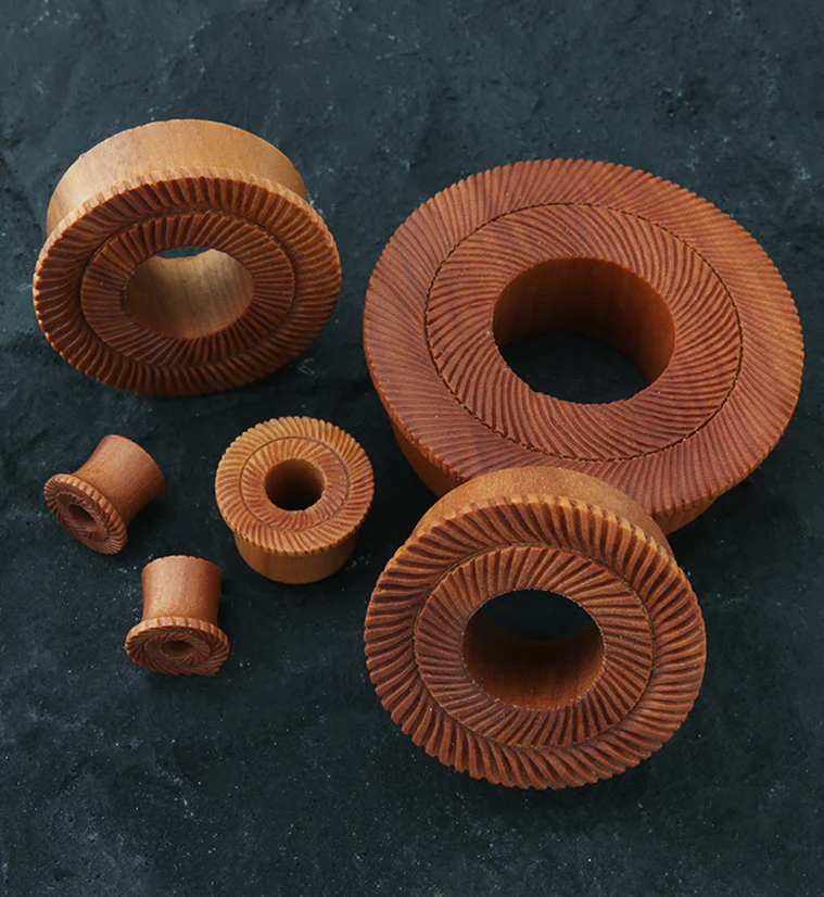 Interlace Saba Wood Mayan Flare Tunnel Plugs - Image 2