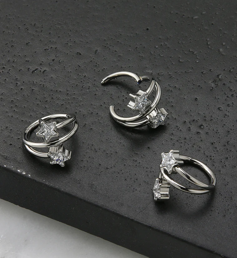 Whirl Star CZ Titanium Hinged Segment Ring - Image 2