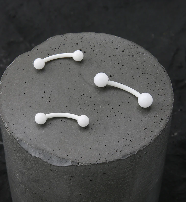 White Acrylic Curved Barbell - Image 2