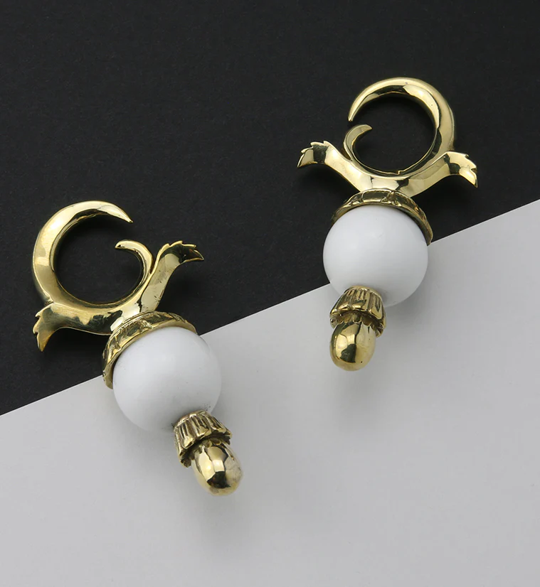 White Agate Stone Totum Ear Weights - Image 2