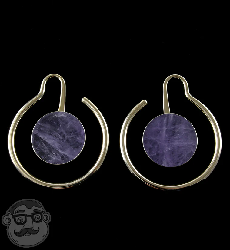 White Brass Capa Amethyst Stone Ear Weights