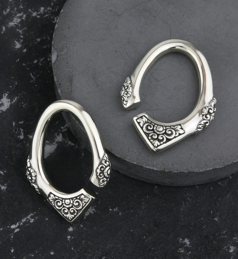 White Brass Floret Ear Weights - Image 4