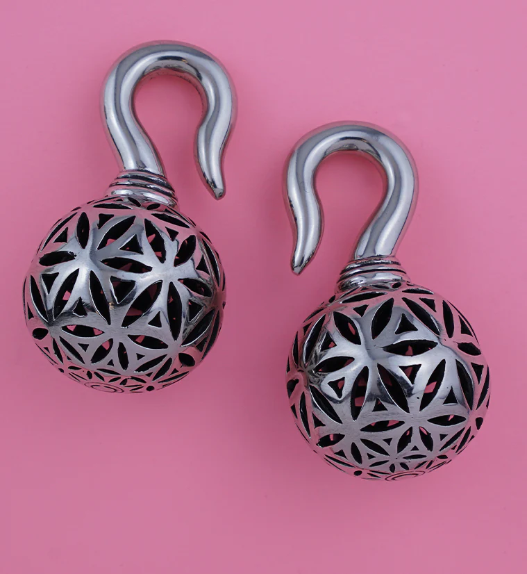 White Brass Orb Ear Weights - Image 3