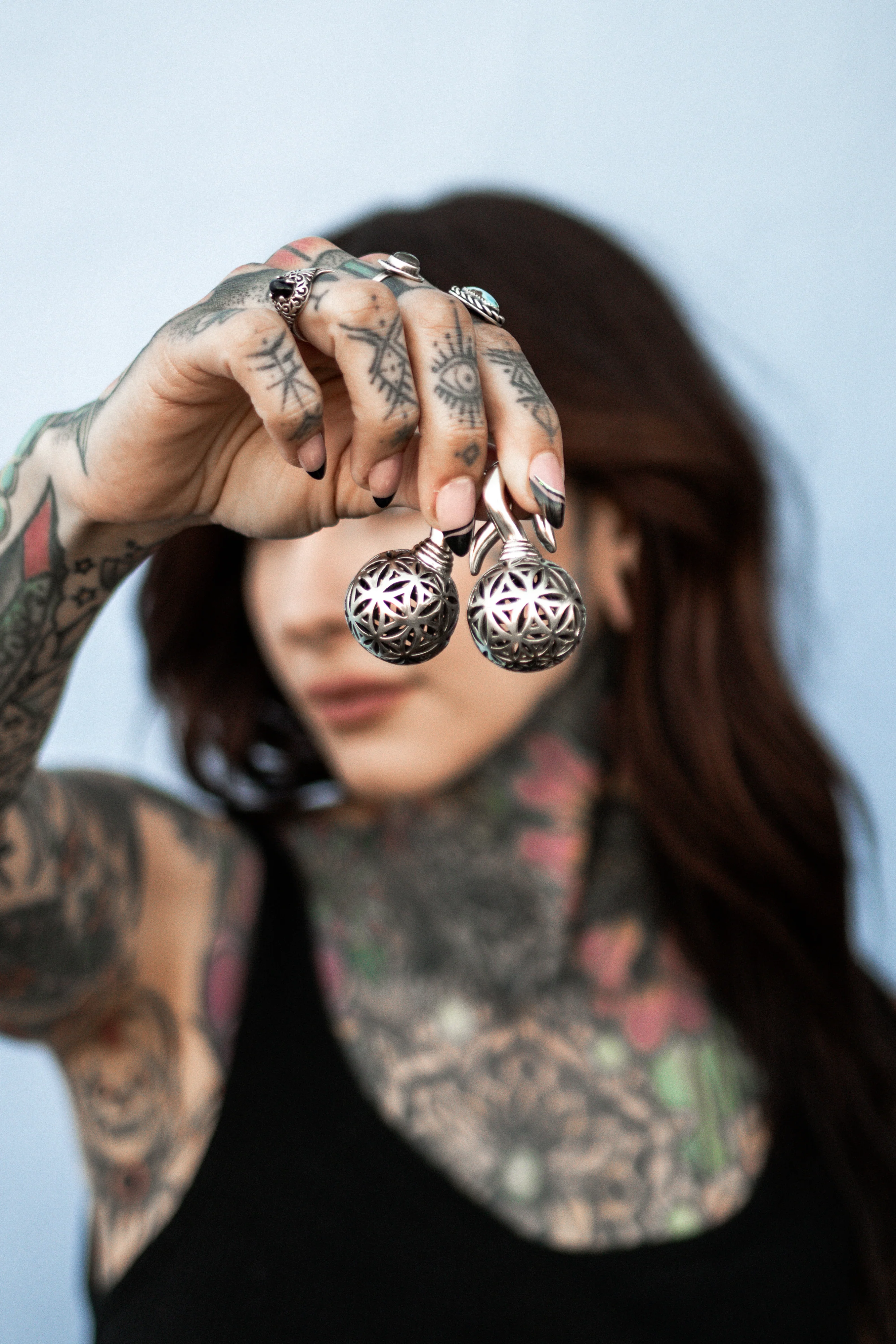 White Brass Orb Ear Weights - Image 7