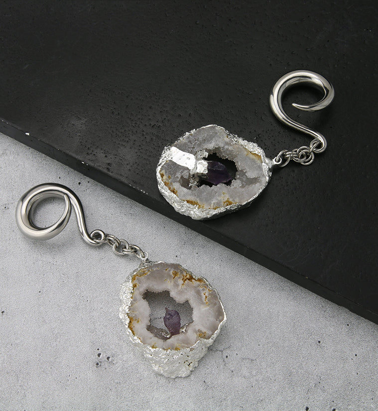 White Druzy Agate Slice Hangers - Image 2