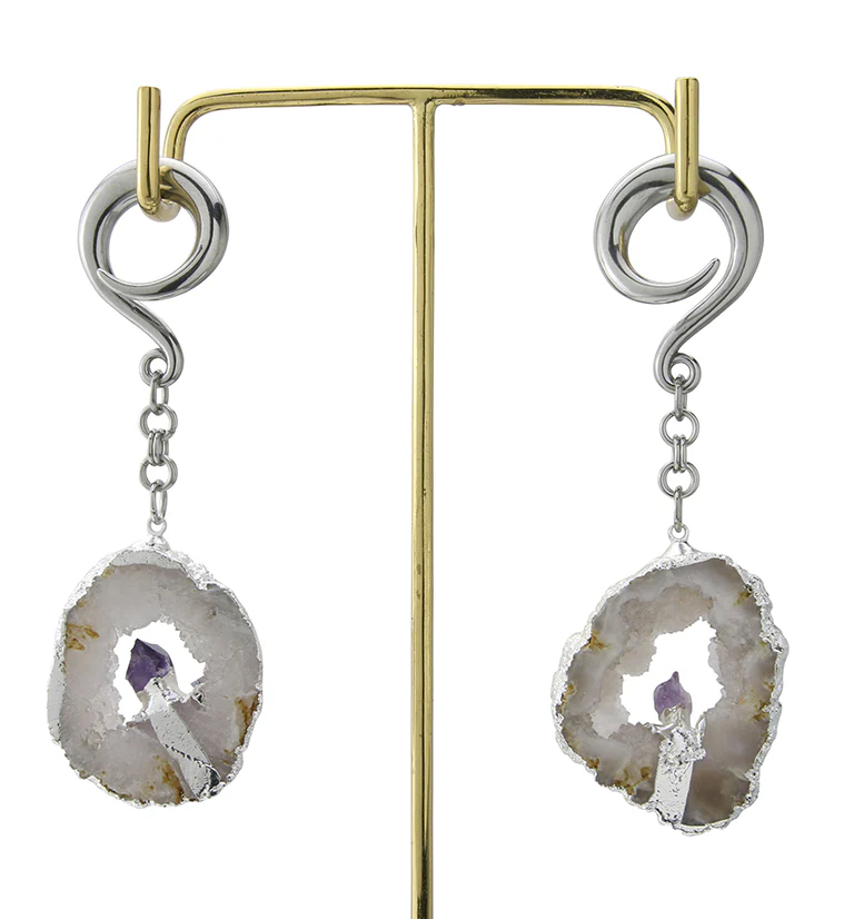 White Druzy Agate Slice Hangers - Image 3