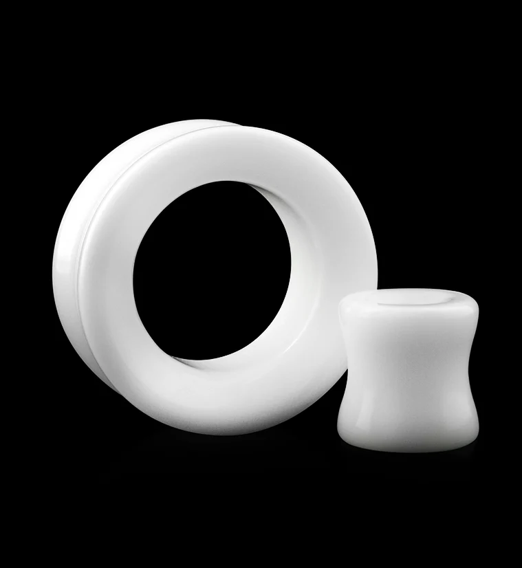 White Glass Tunnel Plugs