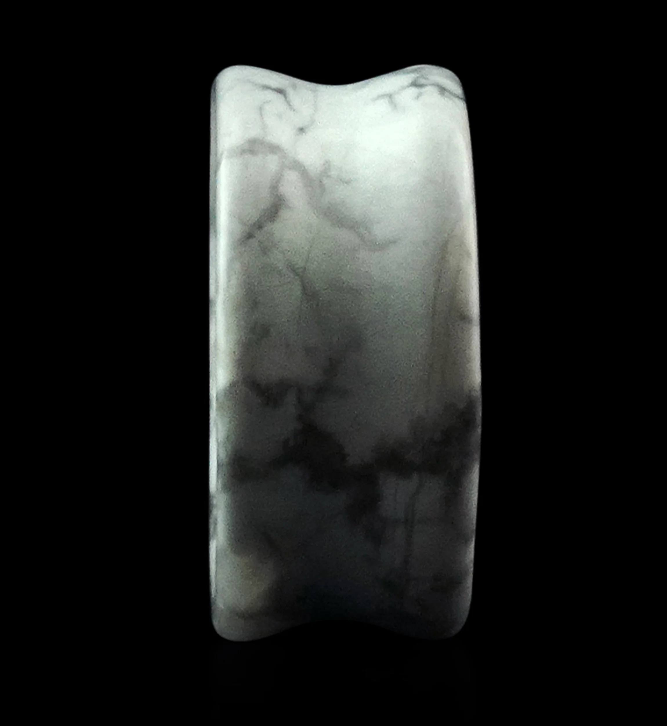White Howlite Stone Double Flare Tunnels - Image 7