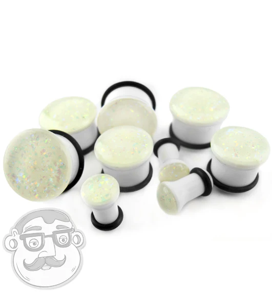 White Opalescent Glitter Plugs