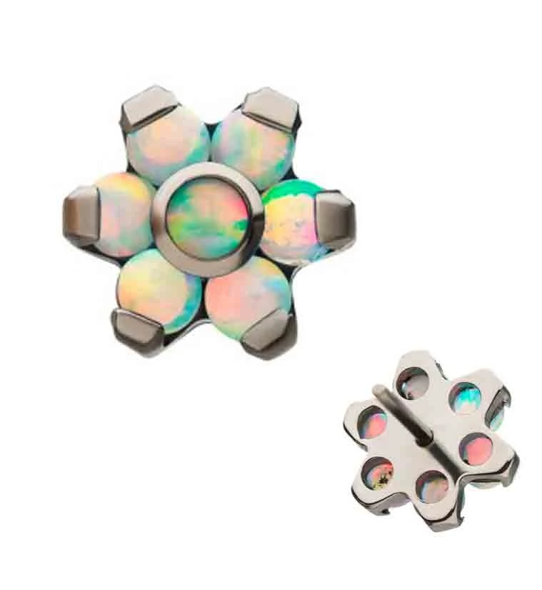 White Opalite Flower Titanium Threadless Top