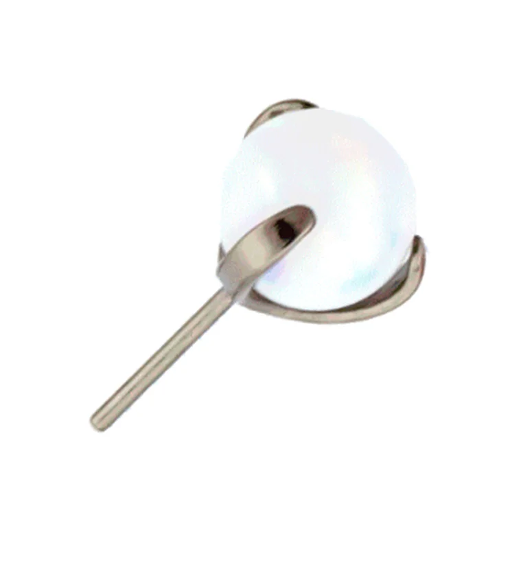 White Opalite Prong Ball Titanium Threadless Top