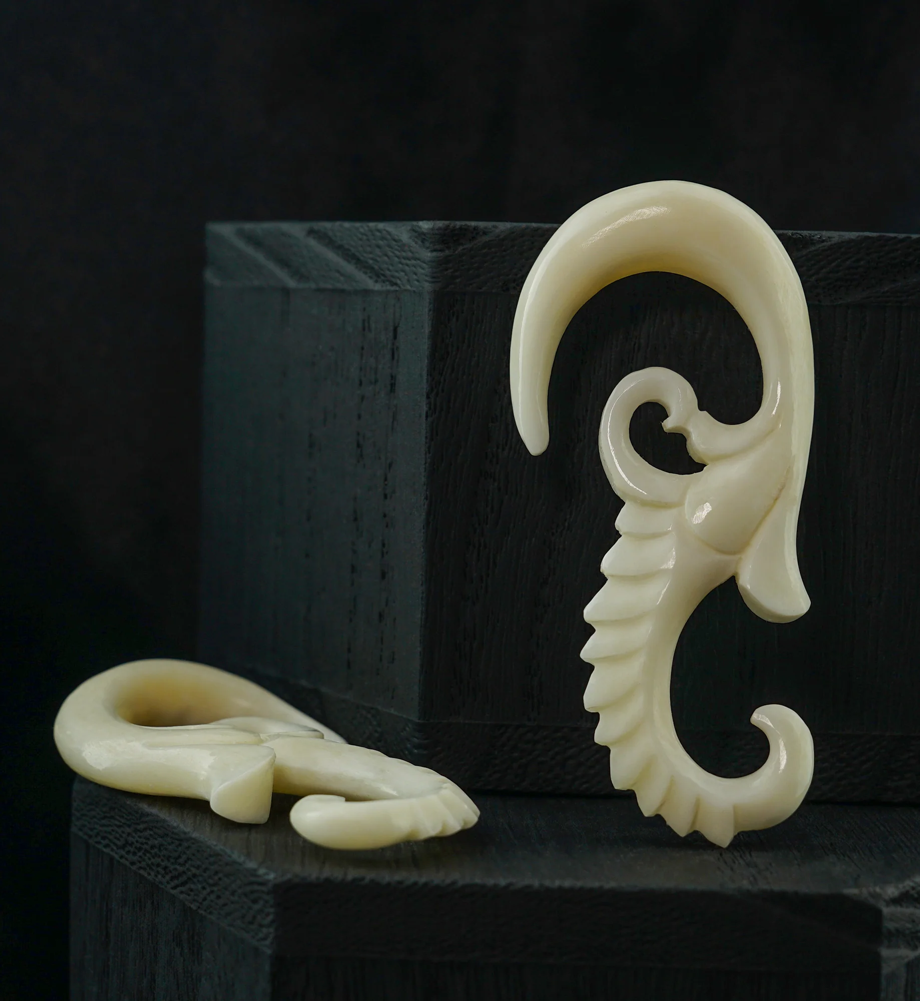 White Seahorse Bone Hangers - Image 2