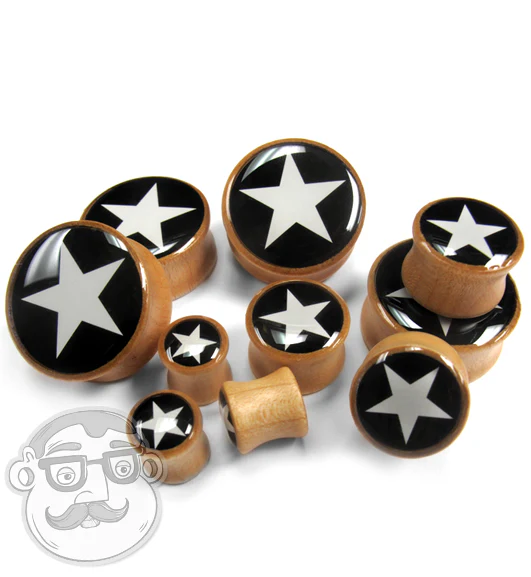 White Star Inlay Wood Plugs - Image 2