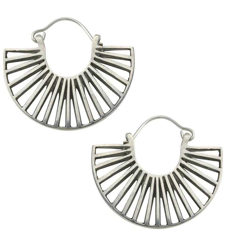 Wide Vane White Brass Hangers / Earrings