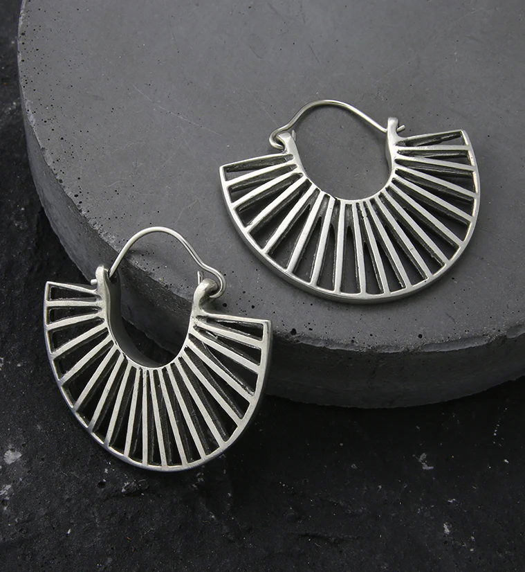 Wide Vane White Brass Hangers / Earrings - Image 2