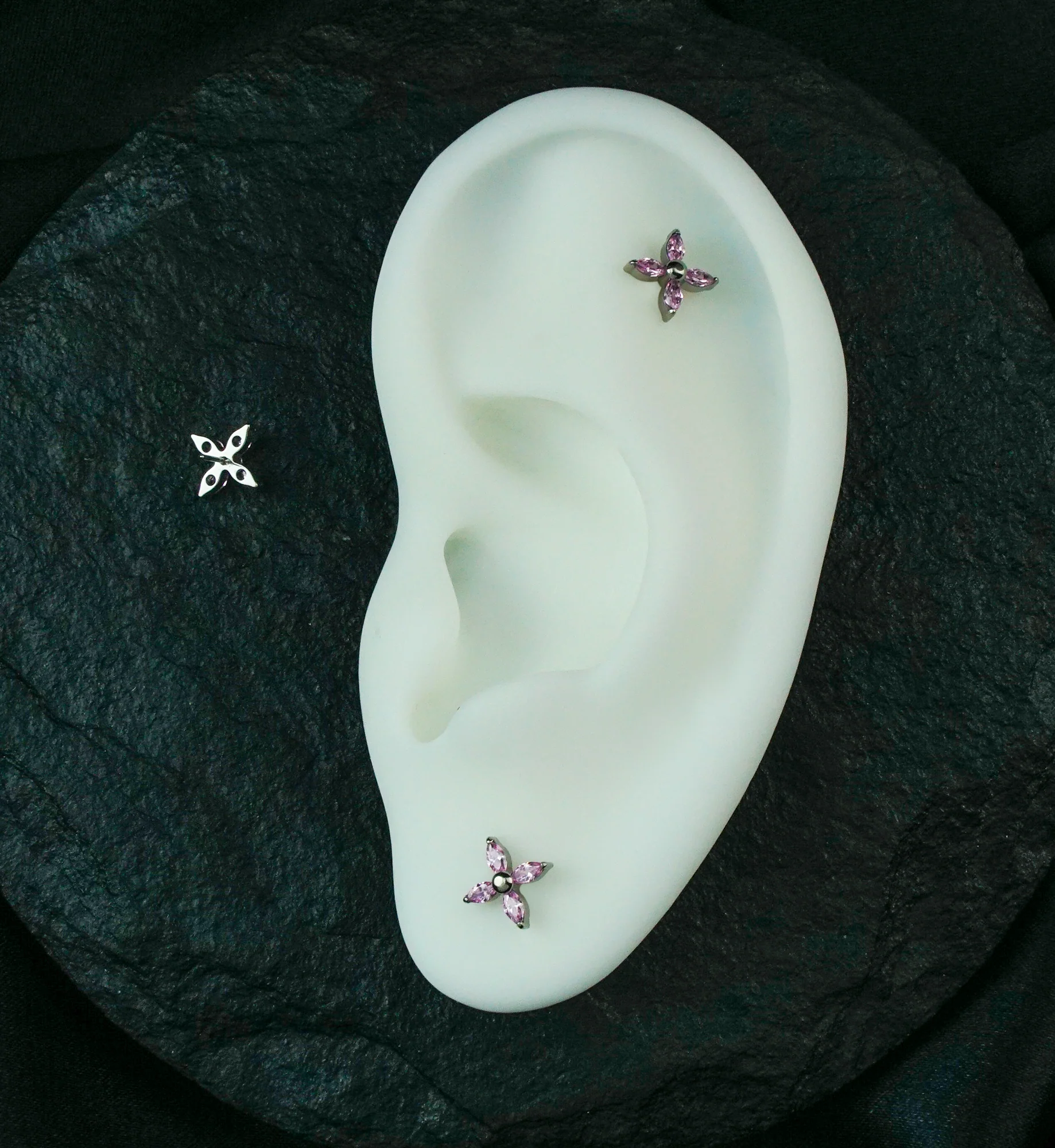Windmill Marquise Pink CZ Threadless Titanium Top - Image 2