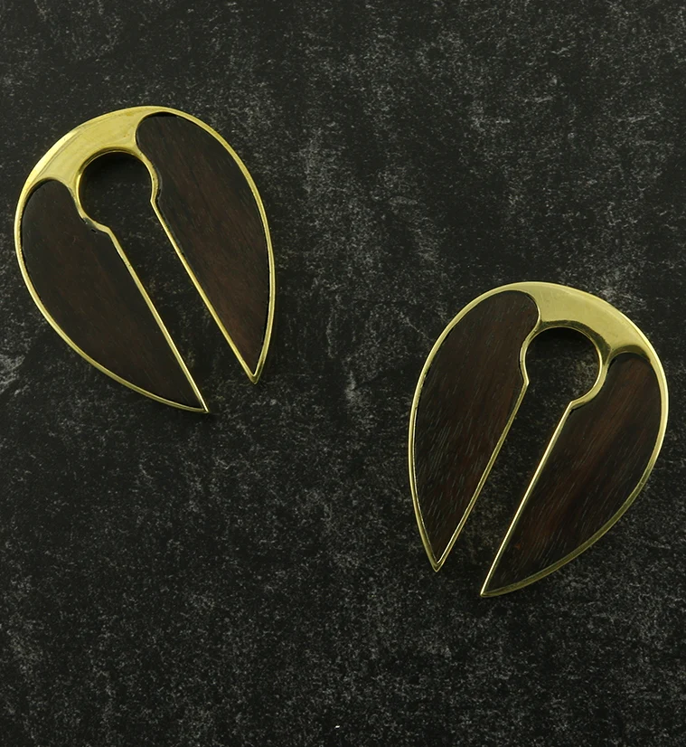 Wood X Brass Keyhole Ear Weights - Image 3
