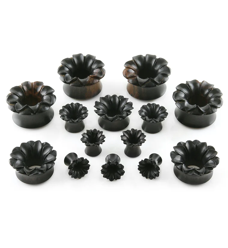 Wooden Lotus Flower Tunnel Plugs - Image 2