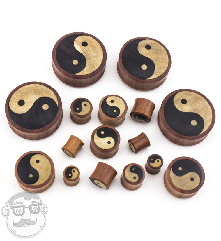 Wooden Plugs with Yin Yang Inlay - Image 2
