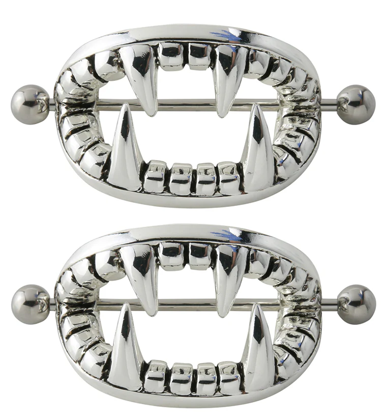 XL Fang Nipple Ring Shield