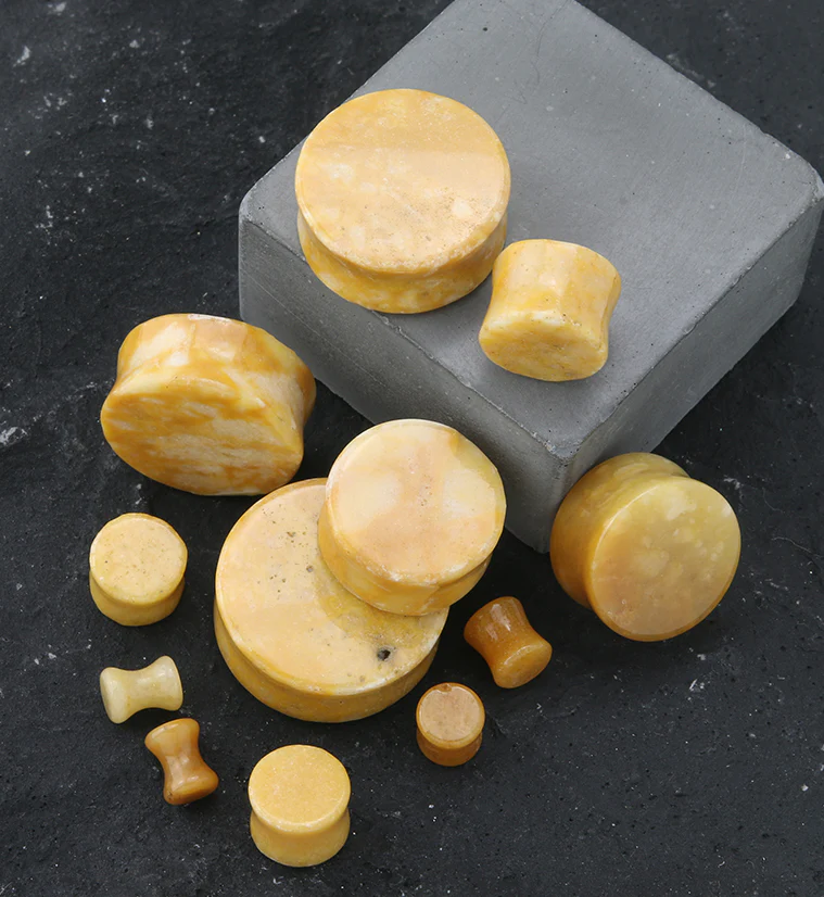 Yellow Burmese Stone Plugs - Image 2